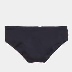 Pre Owned Miu Miu Navy Blue Logo Embroidered Jersey Bikini Bottoms XS