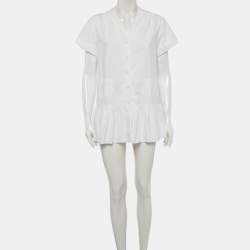 Pre Owned Miu Miu white Cotton Tiered Mini Dress M