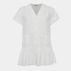Pre Owned Miu Miu white Cotton Tiered Mini Dress M