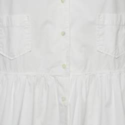 Pre Owned Miu Miu white Cotton Tiered Mini Dress M