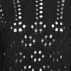 مملوكة مسبقًا بلوفر ميو ميو صوف مفتوح أسود بأكمام قصيرة صغير