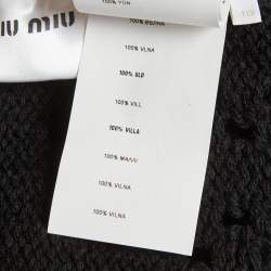 مملوكة مسبقًا بلوفر ميو ميو صوف مفتوح أسود بأكمام قصيرة صغير