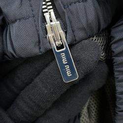 مملوكة مسبقًا بلوزون ميو ميو حرير تقني بسحاب بوليستر 76% حرير 24% أزرق/فضي رمادي مقاس 40