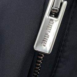 مملوكة مسبقًا بلوزون ميو ميو حرير تقني بسحاب بوليستر 76% حرير 24% أزرق/فضي رمادي مقاس 40