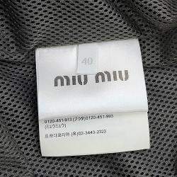 مملوكة مسبقًا بلوزون ميو ميو حرير تقني بسحاب بوليستر 76% حرير 24% أزرق/فضي رمادي مقاس 40