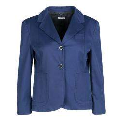 Miu Miu Navy Blue Top Stitch Detail Cropped Blazer M