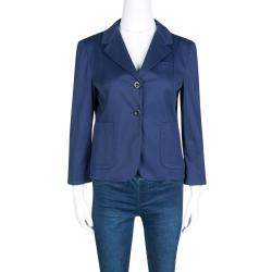 Miu Miu Navy Blue Top Stitch Detail Cropped Blazer M