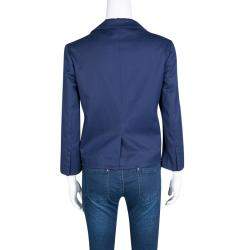 Miu Miu Navy Blue Top Stitch Detail Cropped Blazer M