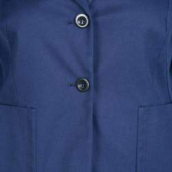 Miu Miu Navy Blue Top Stitch Detail Cropped Blazer M