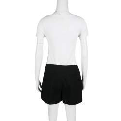 Miu Miu Black Wool Leather Buckle Detail Mini Skort S