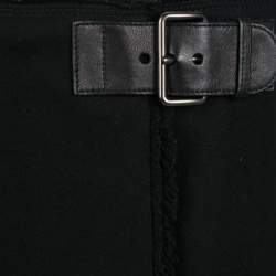 Miu Miu Black Wool Leather Buckle Detail Mini Skort S