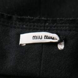 Miu Miu Black Wool Leather Buckle Detail Mini Skort S