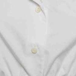 Pre Owned Miu Miu White Cotton Logo Embroidered Sailor Collar T-Shirt S