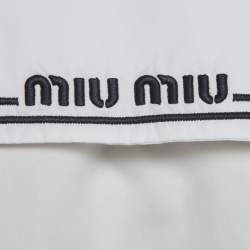 Pre Owned Miu Miu White Cotton Logo Embroidered Sailor Collar T-Shirt S