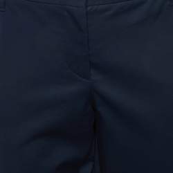 Pre Owned Miu Miu Navy Blue Cotton Tapered Trousers L