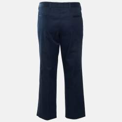 Pre Owned Miu Miu Navy Blue Cotton Tapered Trousers L