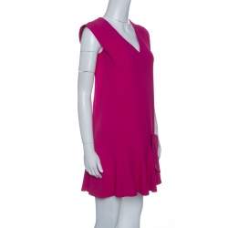 مملوكة مسبقًا Miu Miu Pink Ruffled Bow Detail Sleeveless Dress S