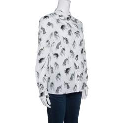 Miu Miu Special Collection Eri Wakiyama White Unicorn Printed Cotton Shirt M