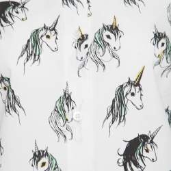 Miu Miu Special Collection Eri Wakiyama White Unicorn Printed Cotton Shirt M
