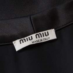 Pre Owned Miu Miu Black Satin Silk Pleat Front Sleeveless Blouse S