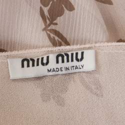Miu Miu Pale Pink Silk Chiffon and Ruffled Lace Detail Camisole Top M 
