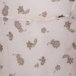 Miu Miu Pale Pink Silk Chiffon and Ruffled Lace Detail Camisole Top M 