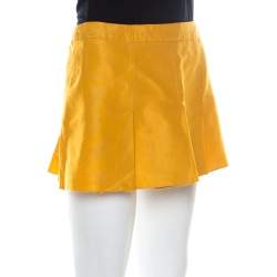 Miu Miu Yellow Taffeta Box Pleat Mini Skirt S
