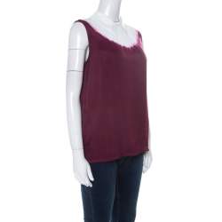 Miu Miu Burgundy White Ombre Coated Satin Sleeveless Top M 