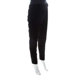 Miu Miu Black Velvet Stretch Ankle Zip Detail Trousers L