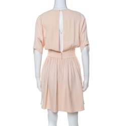 Miu Miu Pale Pink Crepe Clinched Waist Pleated Mini Dress S