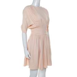Miu Miu Pale Pink Crepe Clinched Waist Pleated Mini Dress S