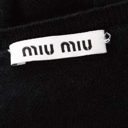 Miu Miu Black Cashmere Rib Knit Short Sleeve Top S