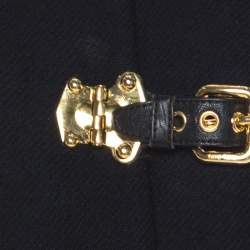 Miu Miu Black Wool Buckle Detail Hooded Duffle Coat S