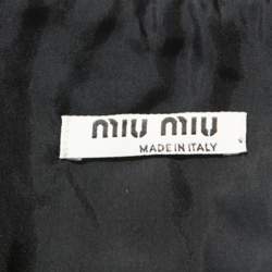 Miu Miu Black Leather Smocked Bomber Jacket S