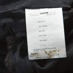 Miu Miu Black Leather Smocked Bomber Jacket S