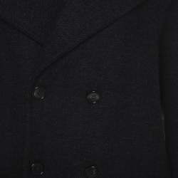 Pre Owned Miu Miu Grey Wool Buckle Detail Pleated Coat L
