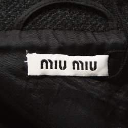 Pre Owned Miu Miu Grey Wool Buckle Detail Pleated Coat L