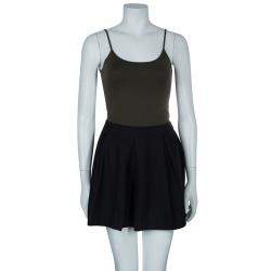 Miu Miu Black Pleated Wool Mini Skirt S