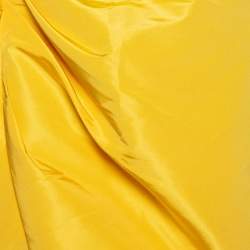 Miu Miu Yellow Silk Gathered Detail Asymmetrical Mini Skirt S 