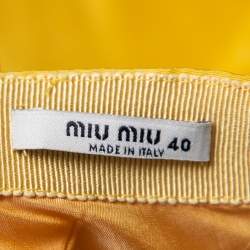Miu Miu Yellow Silk Gathered Detail Asymmetrical Mini Skirt S 