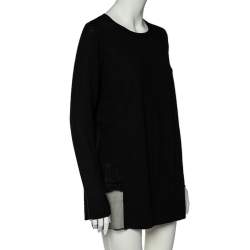 Pre Owned توب ميو ميو تريكو صوف أسود بأكمام طويلة مقاس صغير - سمول