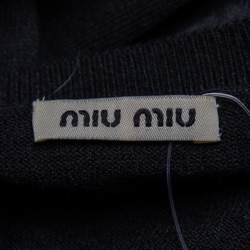 Pre Owned توب ميو ميو تريكو صوف أسود بأكمام طويلة مقاس صغير - سمول