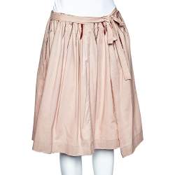 Pre Owned تنورة ميو ميو أحمر ووردي فاتح ملفوفة مزينة بألواح مخرمة مقاس متوسط - ميديوم