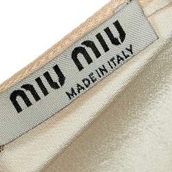 Pre Owned Miu Miu Cream Silk Bow Lace Detail Long Sleeve Blouse S