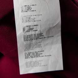 Pre Owned Miu Miu Burgundy Crepe Fluted Hem V-Neck Dress M