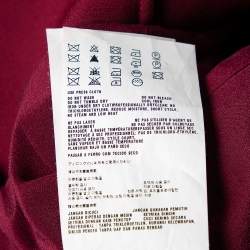 Pre Owned Miu Miu Burgundy Crepe Fluted Hem V-Neck Dress M