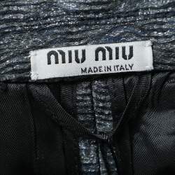 Miu Miu Charcoal Grey Patterned Lurex Silk Button Front Blazer M