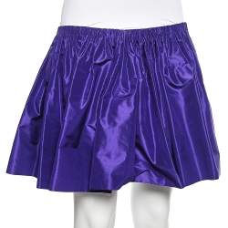 Miu Miu Purple Silk Gathered Mini Skirt S