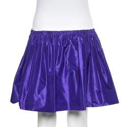 Miu Miu Purple Silk Gathered Mini Skirt S