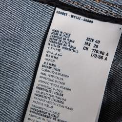 Pre Owned فستان ميو ميو ميني بلا أكمام دنيم مزخرف أزرق مقاس صغير